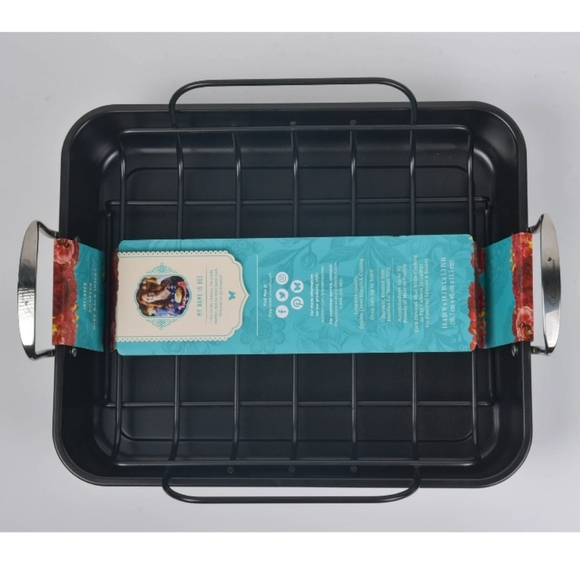 ❤️ New Pioneer Woman Timeless Non-Stick Roaster with Wire Rack - Picture 5 of 10